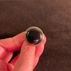 Vintage 90s Round 1inch Sterling Silver + Onyx | Bold Statement Ring | sz 10